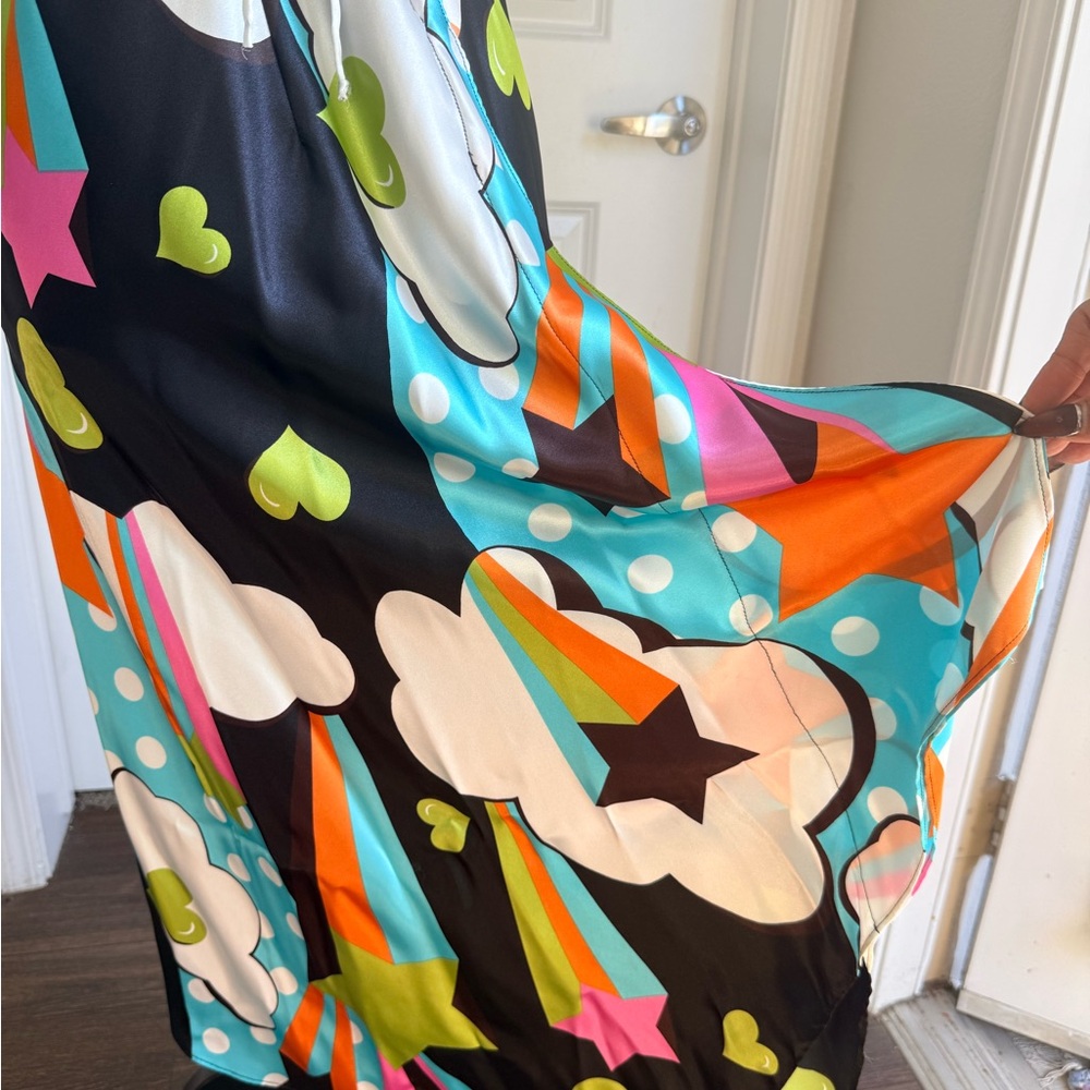 Rubber Ducky Productions Colorful Cloud & Star Print Maxi Dress